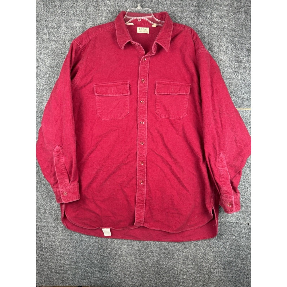 Vintage LL Bean Chamois Cloth Shirt Men's Tall 19 3XL USA Made Faded Red